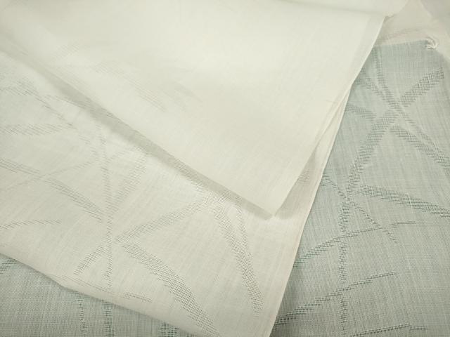平和屋着物＊夏物 長襦袢 反物 着尺 芒花紋紗 生成り色 小千谷織物謹製 証紙付き 麻 逸品 未使用 DABC1765zzz