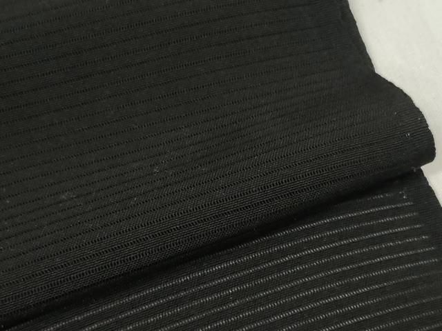 平和屋着物＊夏物 黒紋付 黒反物 着尺 湯のし前 駒絽 甲州優秀黒 藍下染 逸品 未使用 DABC1774zzz