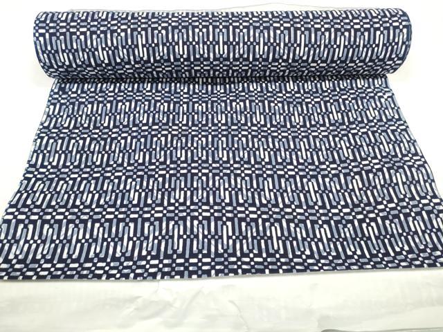 平和屋着物＊夏物 男性 浴衣 反物 着尺 助六染 幾何学文様 綿 逸品 未使用 DABC1787zzz