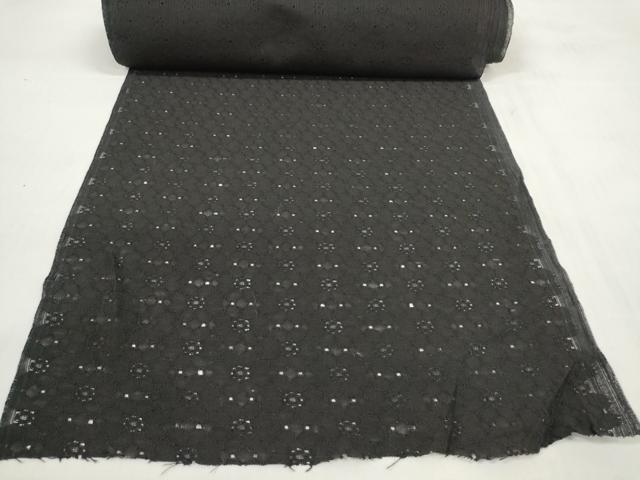 平和屋着物▽羽織・コート　反物　羽尺　スリーシーズン　春夏秋　塵除け　総レース　花柄　黒地　ロング丈　未使用　DABC1788zzz