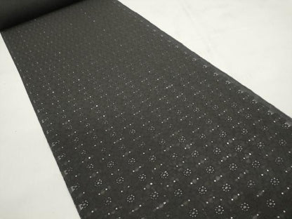 平和屋着物▽羽織・コート　反物　羽尺　スリーシーズン　春夏秋　塵除け　総レース　花柄　黒地　ロング丈　未使用　DABC1788zzz