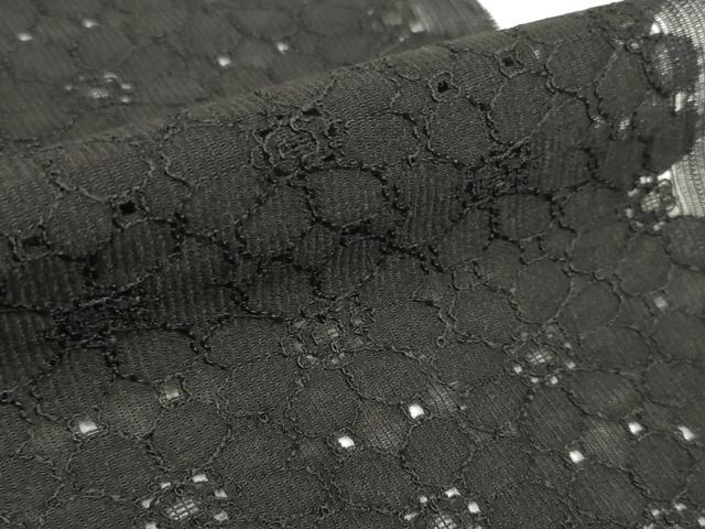平和屋着物▽羽織・コート　反物　羽尺　スリーシーズン　春夏秋　塵除け　総レース　花柄　黒地　ロング丈　未使用　DABC1788zzz
