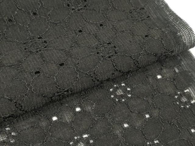 平和屋着物▽羽織・コート　反物　羽尺　スリーシーズン　春夏秋　塵除け　総レース　花柄　黒地　ロング丈　未使用　DABC1788zzz