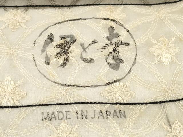 平和屋着物▽オーガンジー 羽織・コート 道行コート 反物 羽尺 スリーシーズン 春夏秋 塵除け 刺繍 七宝花 伊と幸 逸品 未使用 DABC1824zzz