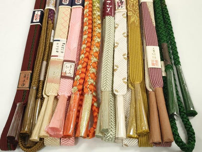平和屋着物●和装小物　帯締め10本セット　礼装用　手組紐　高麗組　笹浪組　草木染　金糸　逸品　未使用　DABC1849zzz
