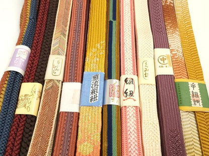 平和屋着物●和装小物　帯締め10本セット　雅流　組紐　高麗組　笹浪組　金糸　逸品　未使用　DABC1853zzz