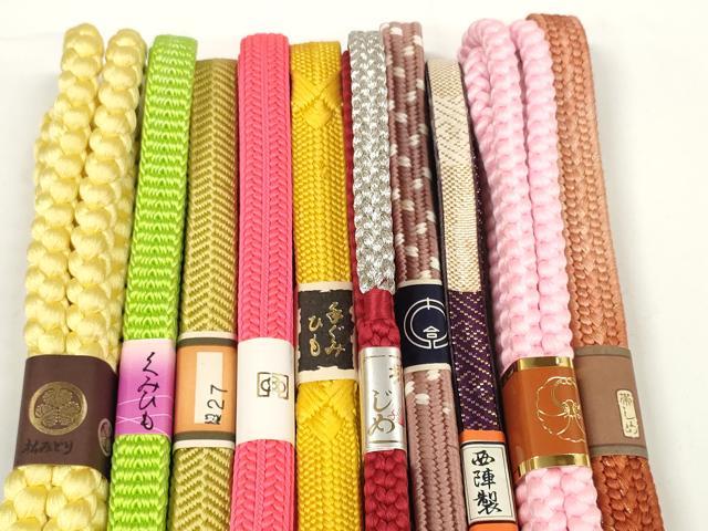 平和屋着物●和装小物　帯締め10本セット　佐賀錦　西陣製　手組紐　笹浪組　鎌倉組　金銀糸　逸品　未使用　DABC1859zzz
