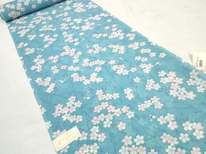 平和屋着物＊夏物　小紋　反物　着尺　絽　枝桜　洗える着物　未使用　DABC1861zzz