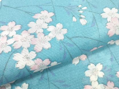 平和屋着物＊夏物　小紋　反物　着尺　絽　枝桜　洗える着物　未使用　DABC1861zzz