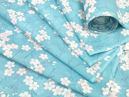 平和屋着物＊夏物　小紋　反物　着尺　絽　枝桜　洗える着物　未使用　DABC1861zzz