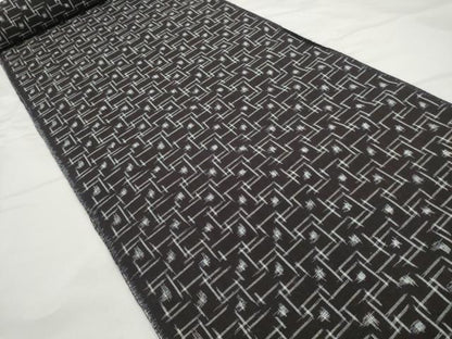 平和屋着物●久留米絣　反物　着尺　絣文様　岩瀬要作　証紙付き　綿　逸品　未使用　DABC1872zzz