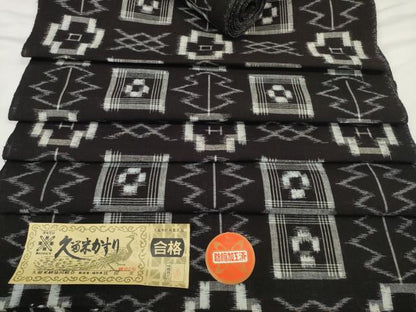 平和屋着物●久留米絣　反物　着尺　絣絵　坂田定作　証紙付き　綿　逸品　未使用　DABC1873zzz
