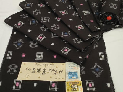平和屋着物●久留米絣　反物　着尺　絣絵　丸山直作　証紙付き　綿　逸品　未使用　DABC1878zzz