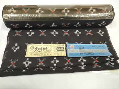 平和屋着物●久留米絣　反物　着尺　絣文様　津留泰通作　証紙付き　綿　逸品　未使用　DABC1880zzz