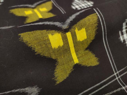 平和屋着物●久留米絣　反物　着尺　流水舞蝶文　国武織物謹製　証紙付き　綿　逸品　未使用　DABC1881zzz