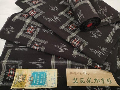 平和屋着物●久留米絣　反物　着尺　絣文様　トゥイグワー　野村織物謹製　証紙付き　綿　逸品　未使用　DABC1886zzz