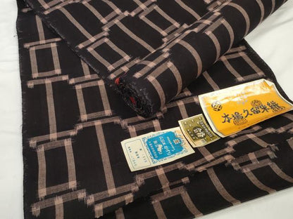 平和屋着物●久留米絣　反物　着尺　変わり亀甲文　山下喜未男作　証紙付き　綿　逸品　未使用　DABC1894zzz