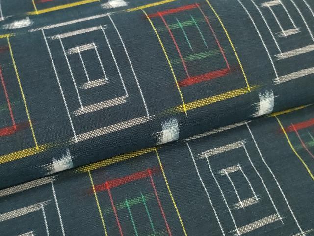 平和屋着物●久留米絣　反物　着尺　市松柄　綿　逸品　未使用　DABC1921zzz
