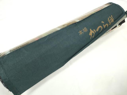 平和屋着物●久留米絣　反物　着尺　かつら絣　舞蝶間道　高田有史作　証紙付き　綿　逸品　未使用　DABC1957zzz
