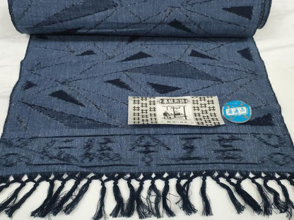 平和屋着物●久留米絣　反物　着尺　幾何学文様　証紙付き　綿　逸品　未使用　DABC1960zzz