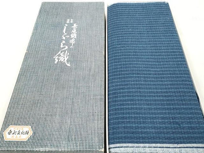 平和屋着物＊夏物 阿波しじら織 浴衣 反物 着尺 正藍染 青藍色 箱付き 綿 逸品 未使用 DABC1990zzz