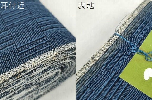 平和屋着物＊夏物 阿波しじら織 浴衣 反物 着尺 正藍染 格子 証紙付き 綿 逸品 未使用 DABC1993zzz