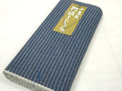 平和屋着物＊夏物 阿波しじら織 浴衣 反物 着尺 正藍染 横縞 証紙付き 綿 逸品 未使用 DABC1996zzz
