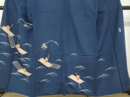 平和屋着物●訪問着 作家物 総刺繍 流水小舟人物文 金糸 正絹 逸品 DABC2001ud
