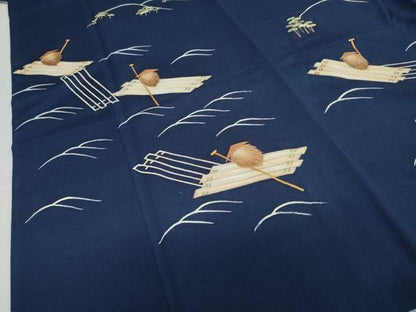 平和屋着物●訪問着 作家物 総刺繍 流水小舟人物文 金糸 正絹 逸品 DABC2001ud