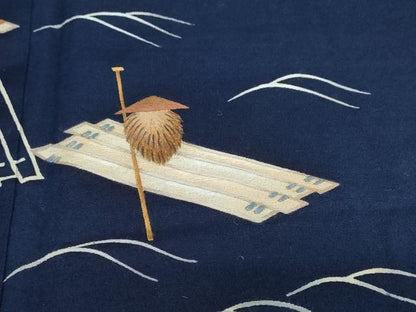 平和屋着物●訪問着 作家物 総刺繍 流水小舟人物文 金糸 正絹 逸品 DABC2001ud