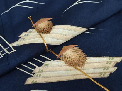 平和屋着物●訪問着 作家物 総刺繍 流水小舟人物文 金糸 正絹 逸品 DABC2001ud