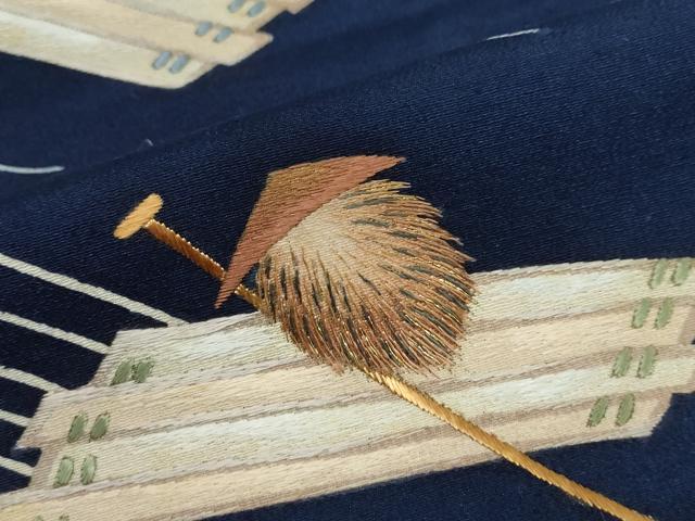 平和屋着物●訪問着 作家物 総刺繍 流水小舟人物文 金糸 正絹 逸品 DABC2001ud