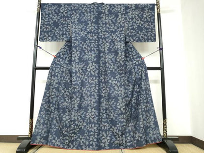 平和屋着物●上質な紬　枝花文　正絹　逸品　DABC2002ud