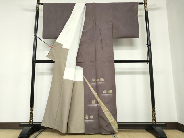 平和屋着物●手彫木版染　佐伯武晴　訪問着　陶器草花文　正絹　逸品　DABC2004ud