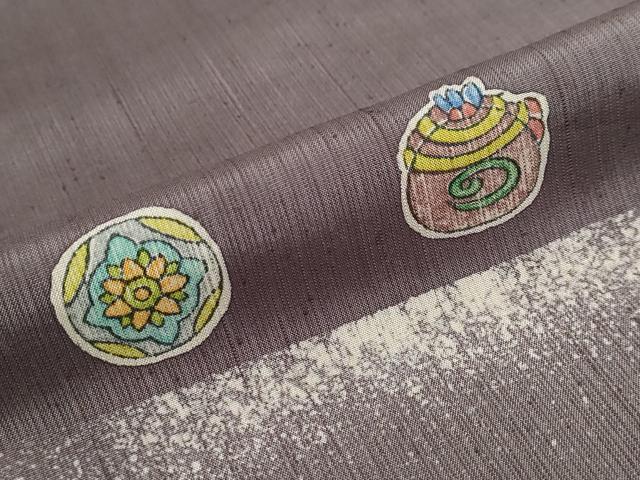 平和屋着物●手彫木版染　佐伯武晴　訪問着　陶器草花文　正絹　逸品　DABC2004ud