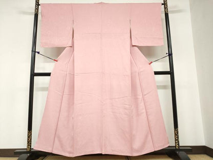 平和屋着物●上質な色無地 南天地紋 紅梅色 正絹 逸品 未使用 DABC2011ud