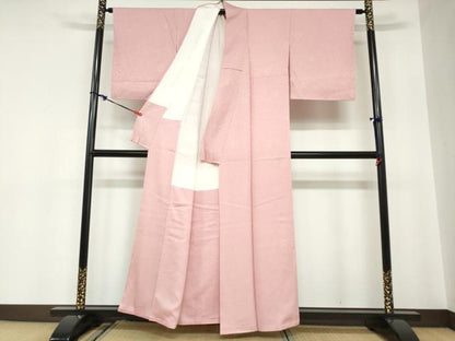 平和屋着物●上質な色無地 南天地紋 紅梅色 正絹 逸品 未使用 DABC2011ud