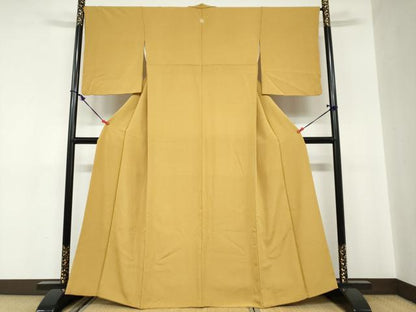 平和屋着物●上質な色無地 黄朽葉色 正絹 逸品 DABC2012ud