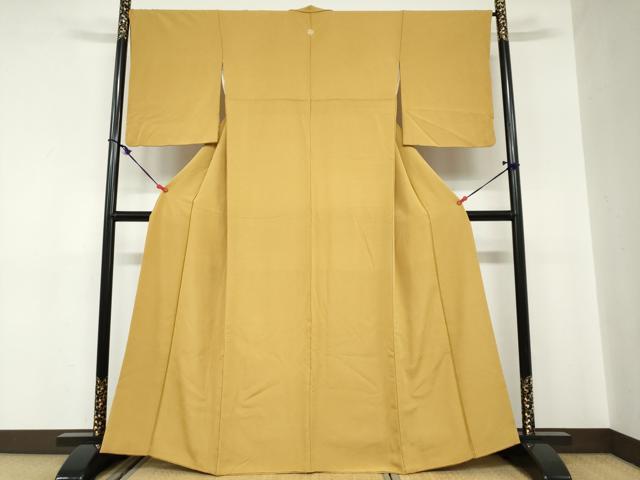 平和屋着物●上質な色無地 黄朽葉色 正絹 逸品 DABC2012ud