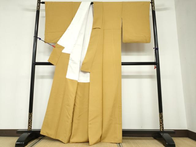 平和屋着物●上質な色無地 黄朽葉色 正絹 逸品 DABC2012ud
