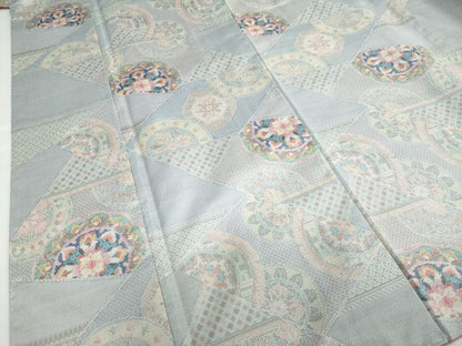 平和屋着物●本場大島紬　白大島　7マルキ　総絣　切嵌花絵皿文　証紙付き　藤絹織物謹製　正絹　逸品　DABC2013ud