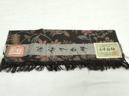 平和屋着物●小千谷紬 まゆつむぎ 更紗花唐草文 証紙付き 背抜き仕立て 正絹 逸品 未使用 DABC2016ud
