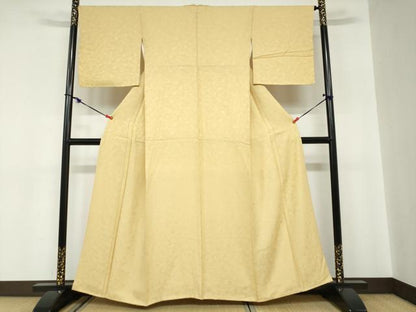 平和屋着物●上質な色無地　草花地紋　玉蜀黍色　正絹　逸品　未使用　DABC2018ud