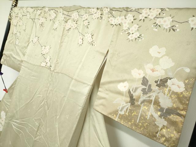 平和屋着物●訪問着 駒刺繍 草花文 金彩 正絹 逸品 DABC2021ud