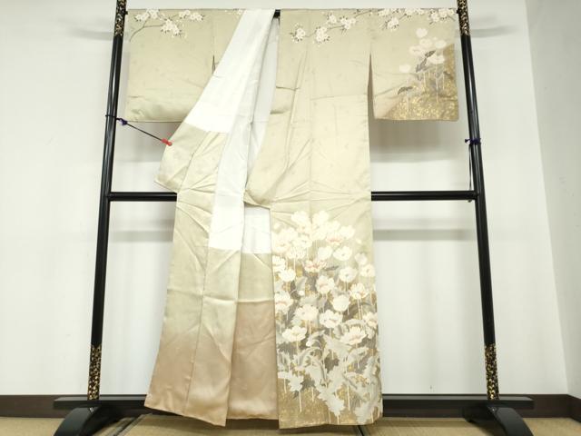 平和屋着物●訪問着 駒刺繍 草花文 金彩 正絹 逸品 DABC2021ud