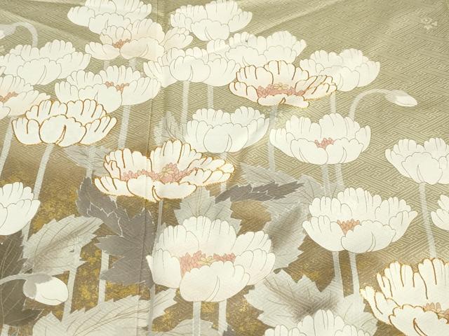 平和屋着物●訪問着 駒刺繍 草花文 金彩 正絹 逸品 DABC2021ud