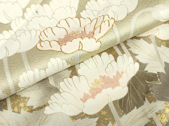 平和屋着物●訪問着 駒刺繍 草花文 金彩 正絹 逸品 DABC2021ud