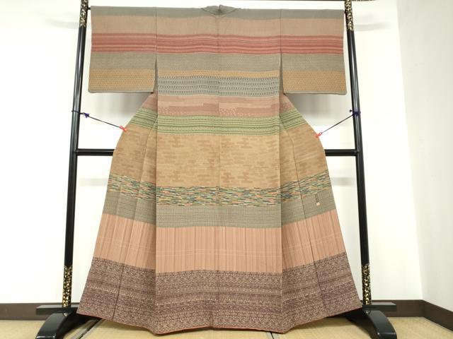 平和屋着物●石塚慎一　訪問着　横段吉祥文　正絹　逸品　DABC2022ud