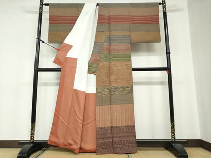 平和屋着物●石塚慎一　訪問着　横段吉祥文　正絹　逸品　DABC2022ud