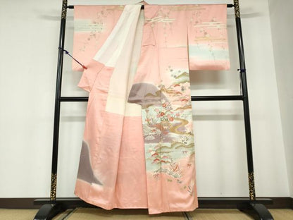 平和屋着物●訪問着　作家物　流水草花籬文　暈し染め　金彩　正絹　逸品　DABC2023ud